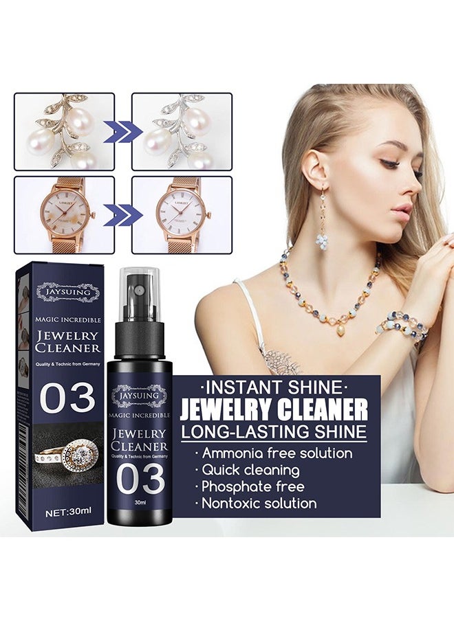 Jewelry Cleaner，Gentle and Effective Solution for Eyewear, Rings, Necklaces, Bracelets, Watches, Gold, Silver, and Earrings, 30 ml