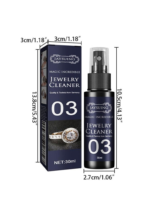 Jewelry Cleaner，Gentle and Effective Solution for Eyewear, Rings, Necklaces, Bracelets, Watches, Gold, Silver, and Earrings, 30 ml