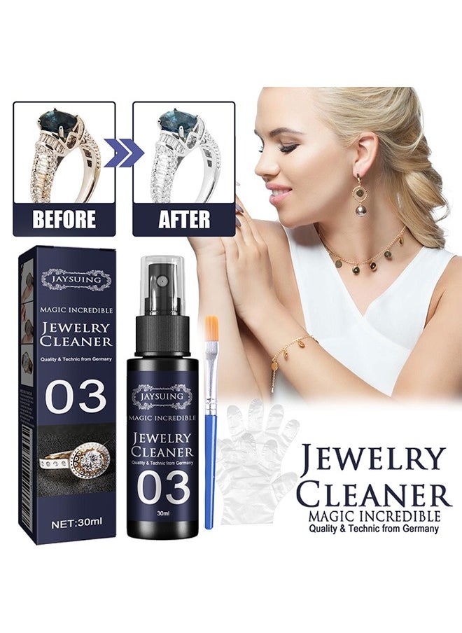 Jewelry Cleaner，Gentle and Effective Solution for Eyewear, Rings, Necklaces, Bracelets, Watches, Gold, Silver, and Earrings, 30 ml