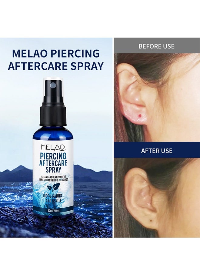 Piercing Aftercare Spray，Piercing Bump Solution，Keloid Shrinking for Ear，Belly， Nose，Piercing Aftercare， All Natural and Gentle Ingredients （60ml）