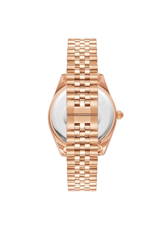 Kenneth Scott K23544-RBKK Women Analog Display Watch & Solid Stainless Steel Strap Rose Gold