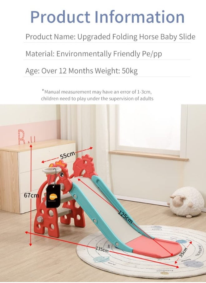 2 in 1 Children's Slide Kids Slide with Basketball Hoop Indoor Home Multi-Function Combination Folding Toys Baby Slide For Boys and Girls,مرجيحة اطفال