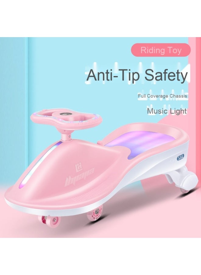 Magic Swing Cars for Kids, Twister Magic Ride on Kids Car with LED Wheels, Kids Push Ride on Car With Lighted Seat, Strongest and Smoothest Twister Magic Ride Car for Kids With Music, Pink.