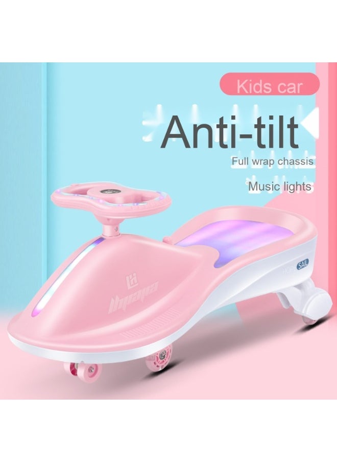 Magic Swing Cars for Kids, Twister Magic Ride on Kids Car with LED Wheels, Kids Push Ride on Car With Lighted Seat, Strongest and Smoothest Twister Magic Ride Car for Kids With Music, Pink.