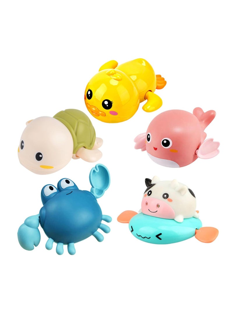 Bath Toy Cute Animal Clockwork Bathtub Swimming Pool Toy Baby Bath Toys for Toddlers 1 to 3 Boys and Girls Water Bath Toy Set 5 Pack