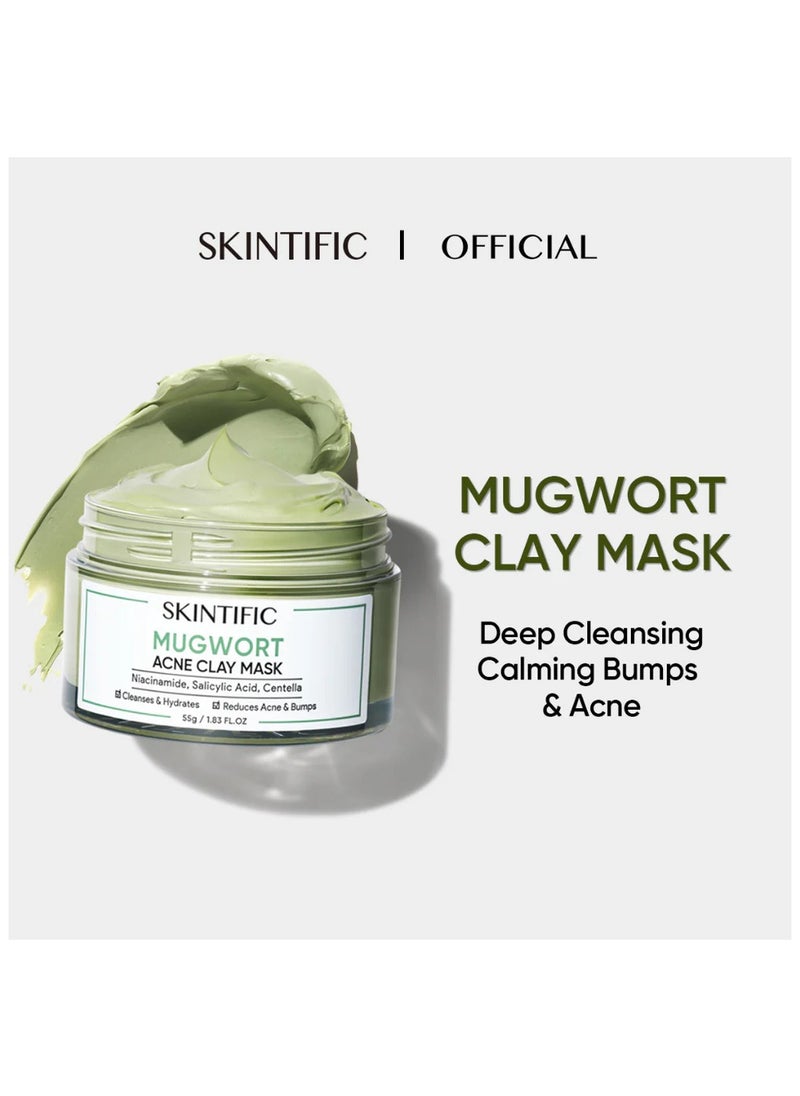SKINTIFIC Mugwort Clay Mask Set: Includes 40g Mugwort Clay Stick Mask and 55g Anti-Pores & Acne Clay Mask – Deep Cleansing and Care for Smooth, Flawless Skin