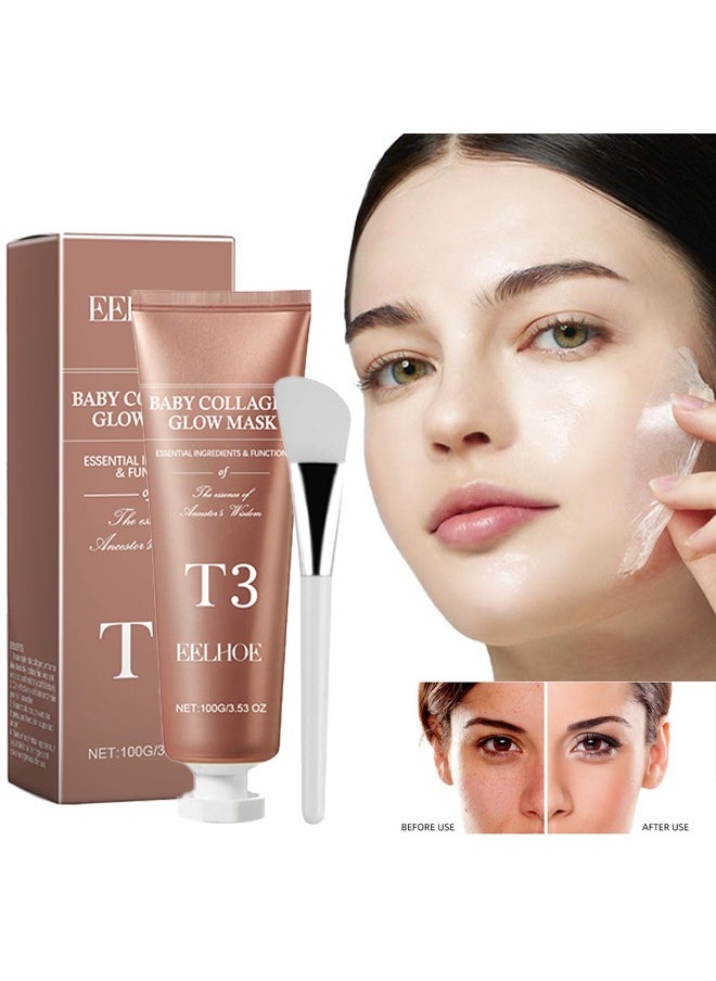 T3 Baby Collagen Glow Mask，T3 Collagen Pestlo Mask, Pestlo Baby Collagen Glow Mask, Pestlo T3 Collagen Mask, T3 Collagen Peel Off Mask, Korean Skin Care Facial Mask, Anti Wrinkle Firming Face Masks （100G)