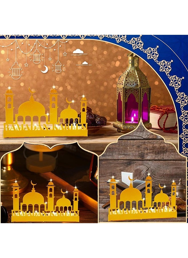 Ramadan Kareem Candlestick Castle Pattern for Home,Bedroom and Living Room,Foldable Ramadan Candle Holder, Ramadan Table Decorations(Candle Not Include)