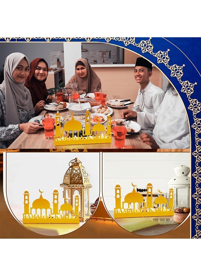 Ramadan Kareem Candlestick Castle Pattern for Home,Bedroom and Living Room,Foldable Ramadan Candle Holder, Ramadan Table Decorations(Candle Not Include)