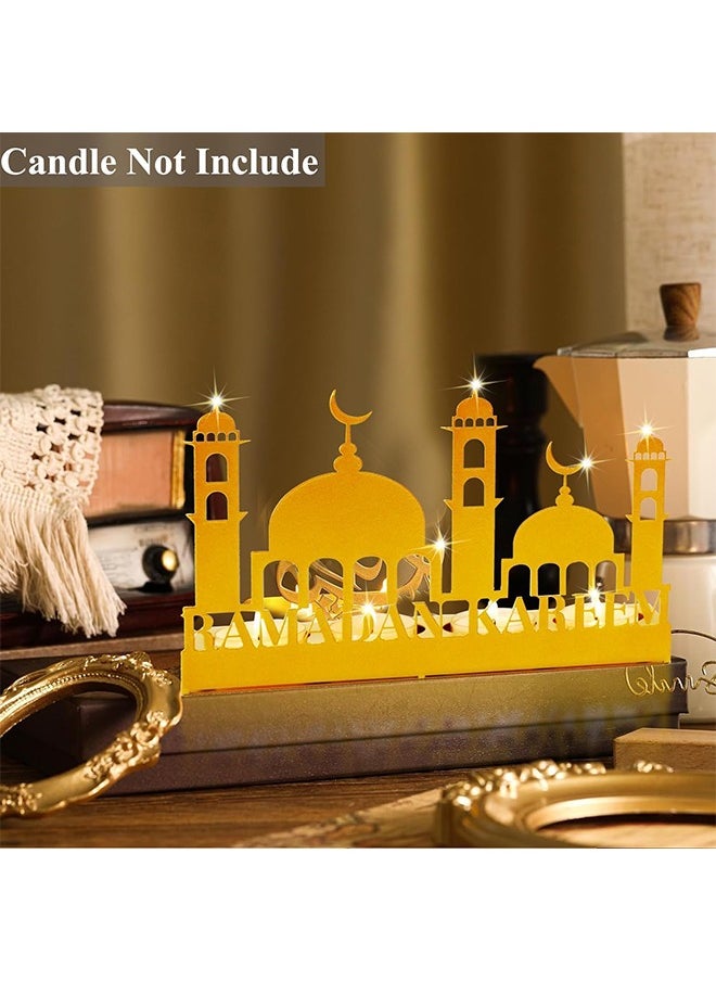 Ramadan Kareem Candlestick Castle Pattern for Home,Bedroom and Living Room,Foldable Ramadan Candle Holder, Ramadan Table Decorations(Candle Not Include)