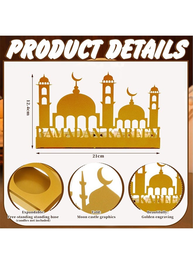 Ramadan Kareem Candlestick Castle Pattern for Home,Bedroom and Living Room,Foldable Ramadan Candle Holder, Ramadan Table Decorations(Candle Not Include)