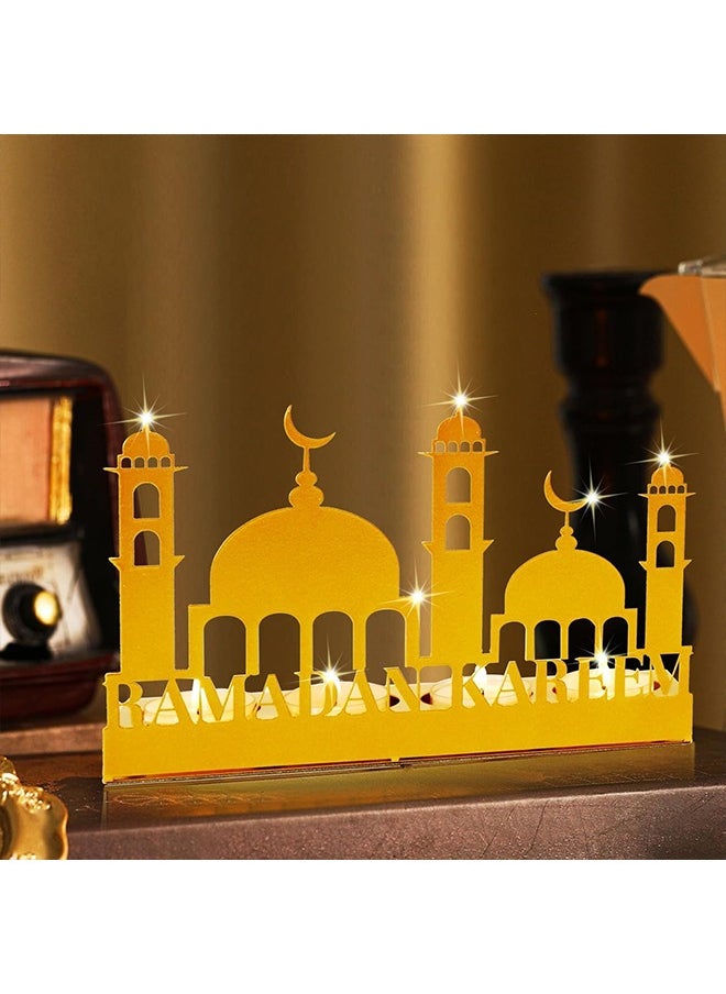 Ramadan Kareem Candlestick Castle Pattern for Home,Bedroom and Living Room,Foldable Ramadan Candle Holder, Ramadan Table Decorations(Candle Not Include)