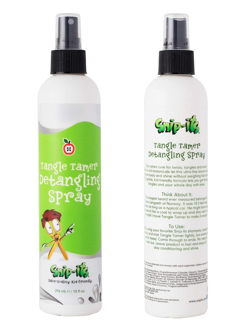 Snip-its Tangle Tamer Hair Detangler Spray for Kids 10oz | Leave-in Conditioner Spray – Curly or Straight - Anti-Static Formula - Made in USA, All-Natural Ingredients | Salon Quality. Kid Friendly.