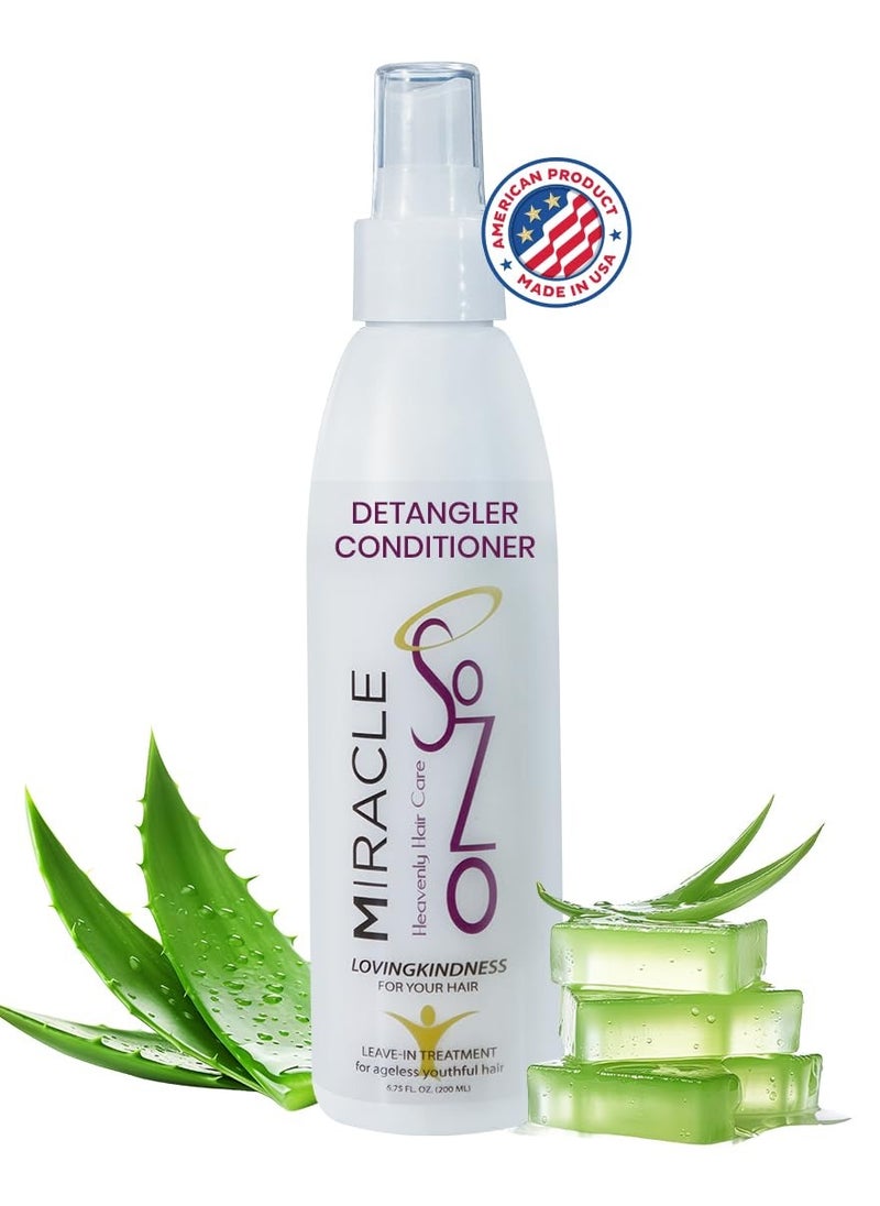 SoZo Miracle Anti-Frizz Leave-in Conditioner Spray for Dry Damaged Hair for Women - Hair Detangler and Heat Protectant Spray with Aloe Vera - 6.75 Oz