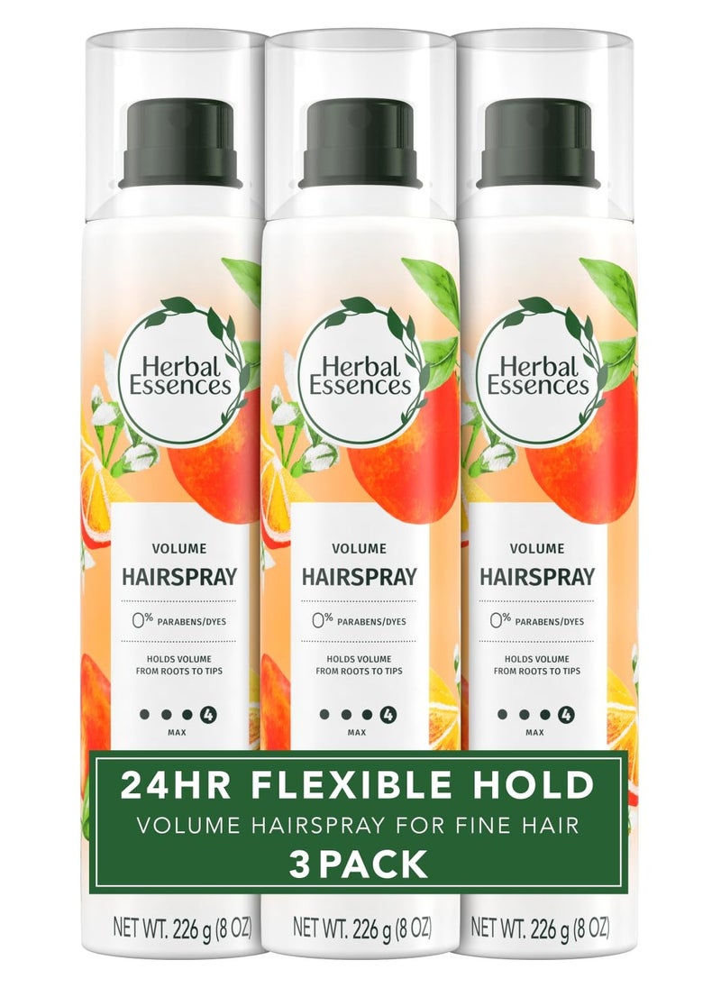 Herbal Essences Volumizing Hairspray, Strong Hold, Fresh Citrus Scent, Pack of 3, 24 oz Total