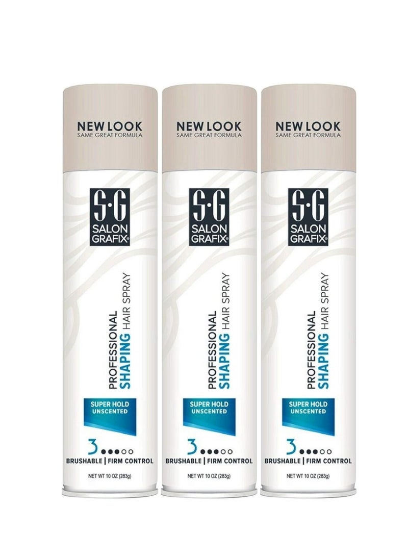 Salon Grafix Professional Super Hold Unscented Shaping Hair Spray, 10-Ounces (3 pack)