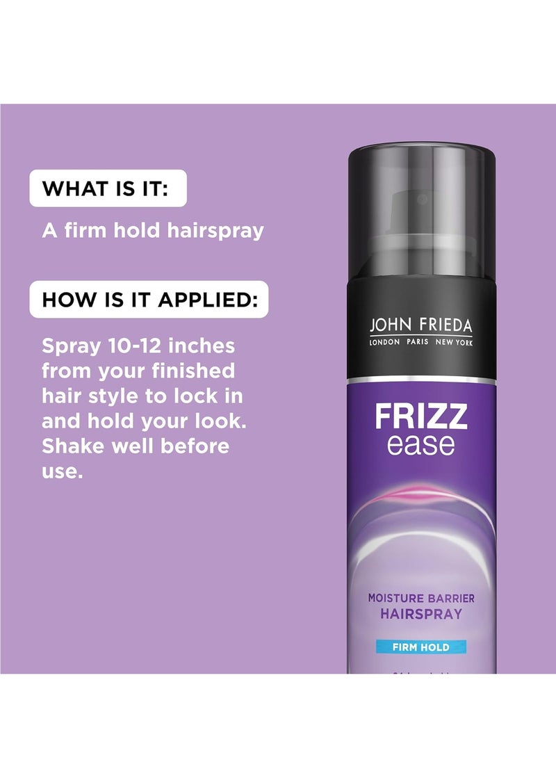 John Frieda Frizz Ease Moisture Barrier Hairspray, Firm Hold Hairspray, Seals Out Moisture, Blocks Frizz, Protects Against Heat, and Keeps Hair Straight with Long-Lasting Hold, 12 Oz, Pack of 2