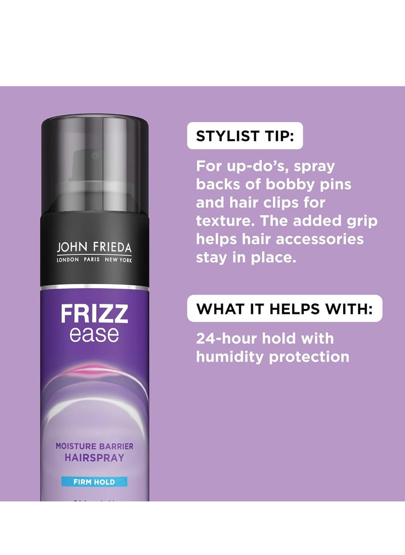 John Frieda Frizz Ease Moisture Barrier Hairspray, Firm Hold Hairspray, Seals Out Moisture, Blocks Frizz, Protects Against Heat, and Keeps Hair Straight with Long-Lasting Hold, 12 Oz, Pack of 2