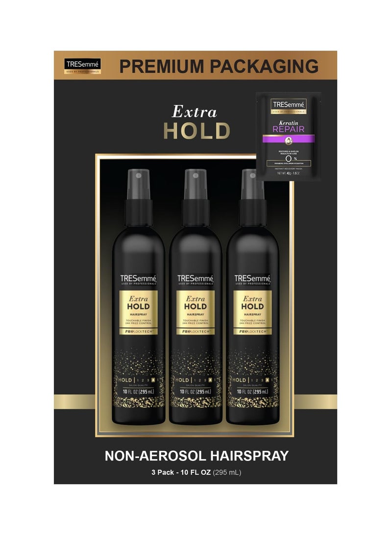 TRESemmé Hairspray, Non-Aerosol, Extra Hold, 3-Pack + Keratin Repair Hair Mask – Moisturizing Hair Spray, Anti-Humidity, Anti-Frizz Hair Products (4 Piece Set)