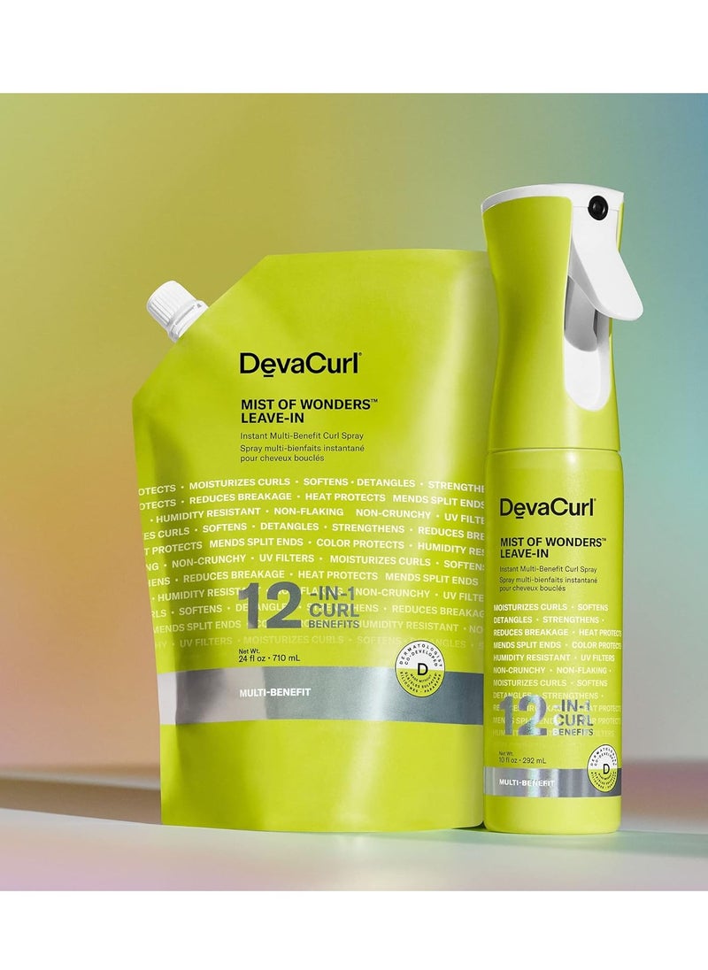 DevaCurl Mist of Wonders Leave-In Multi-Benefit Curl Spray with Nutri-Curl Complex | Continuous Mist Spray | 12-in-1 Curl Benefits