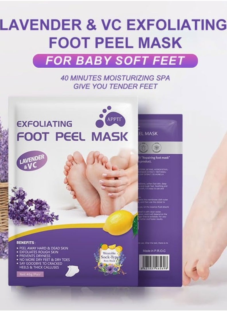 2 Pairs Exfoliating Foot Peel Mask Exfoliator for Callus Dead Skin Repair Rough Heels for Women and Men Improve Dry Cracked Heels Moisturize and Refresh Feet Sock Foot Peel Off Mask Foot Mask