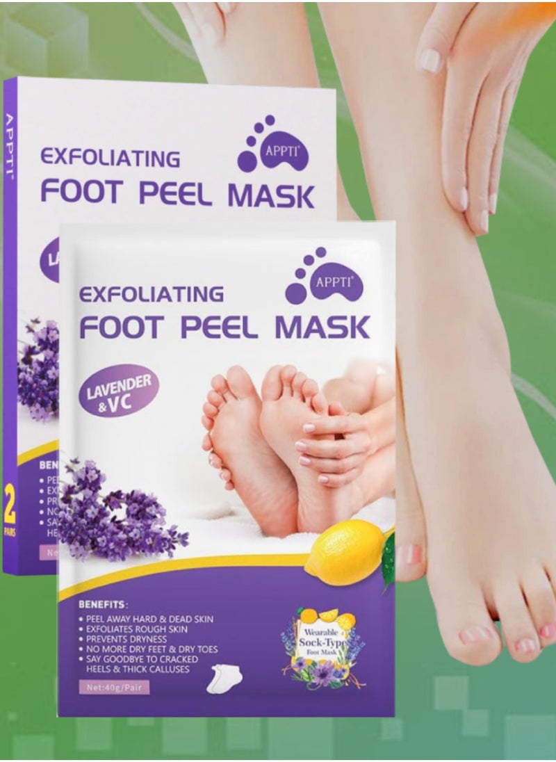 2 Pairs Exfoliating Foot Peel Mask Exfoliator for Callus Dead Skin Repair Rough Heels for Women and Men Improve Dry Cracked Heels Moisturize and Refresh Feet Sock Foot Peel Off Mask Foot Mask