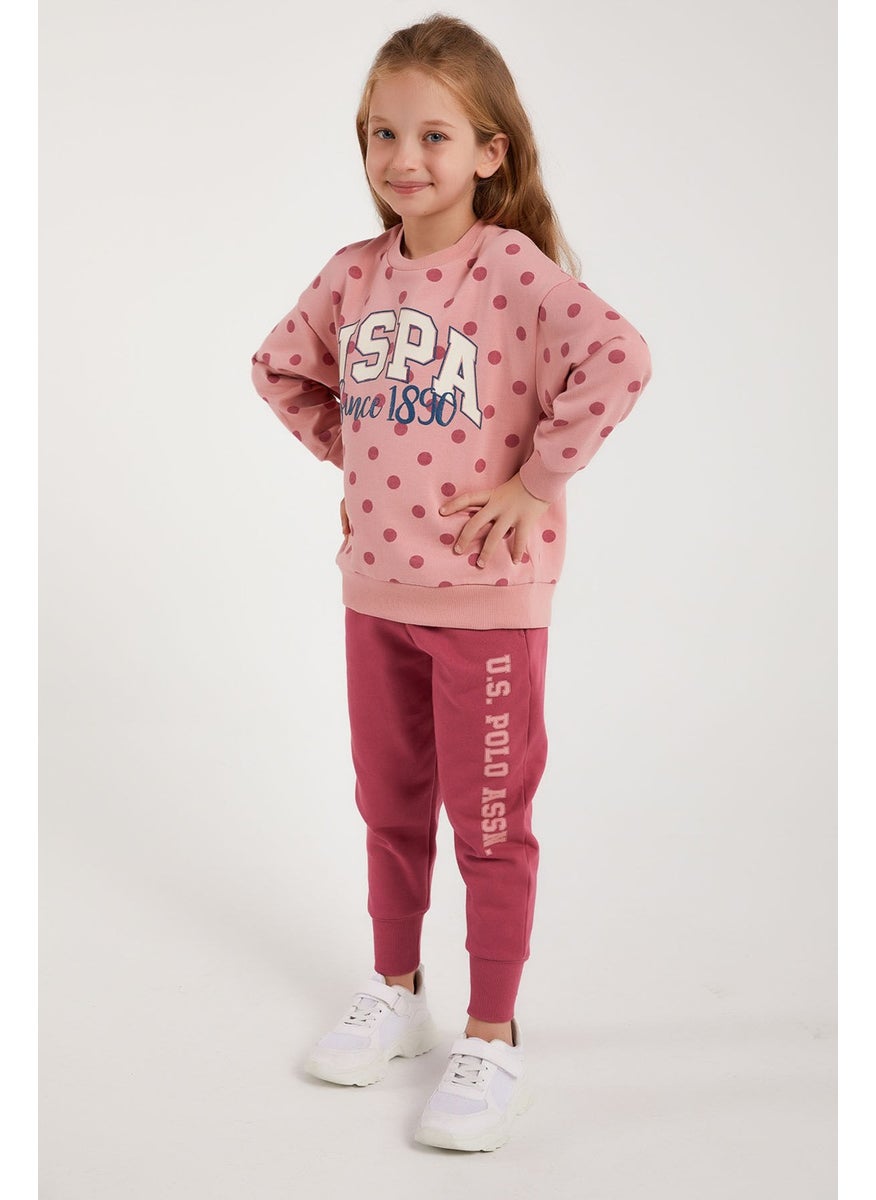 BASE. Polo Assn. Base. Polo Assn Licensed Retro Pink Girl's Polka Dot Tracksuit Suit