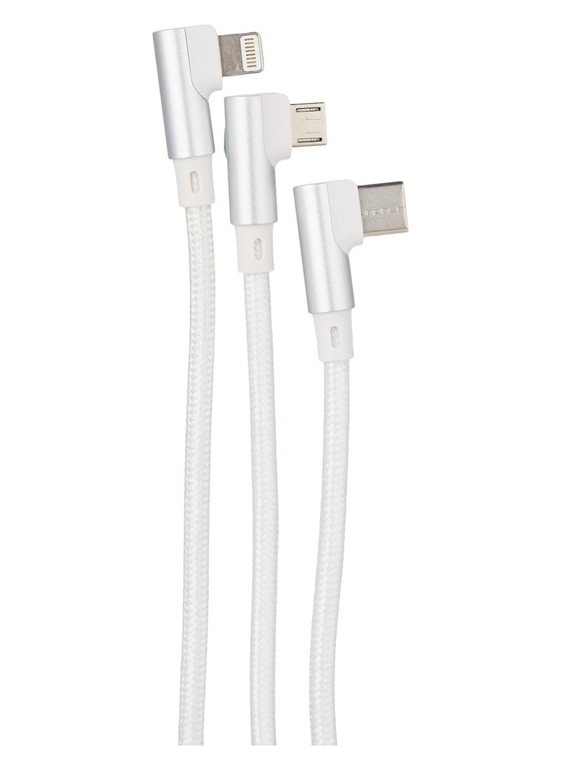 3-in-1 Multi Fast Charging Cable (6FT/2M): Original 5A, Lightning/Type C/Micro, Compatible with iPhone/Huawei/Samsung/OPPO/VIVO/Xiaomi/Honor, 5Amps – White