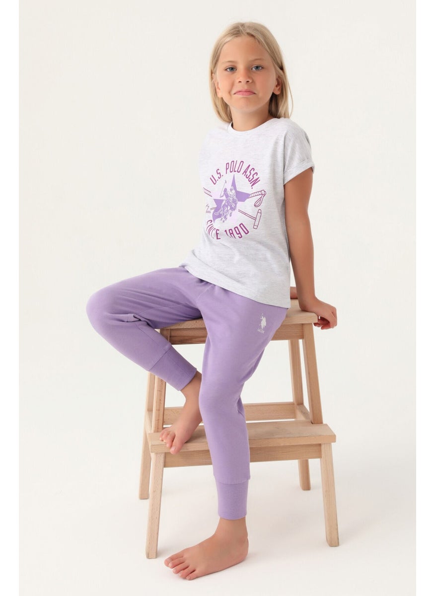 U.S. Polo Assn Licensed Starry Snow Melange Girls Pajama Set