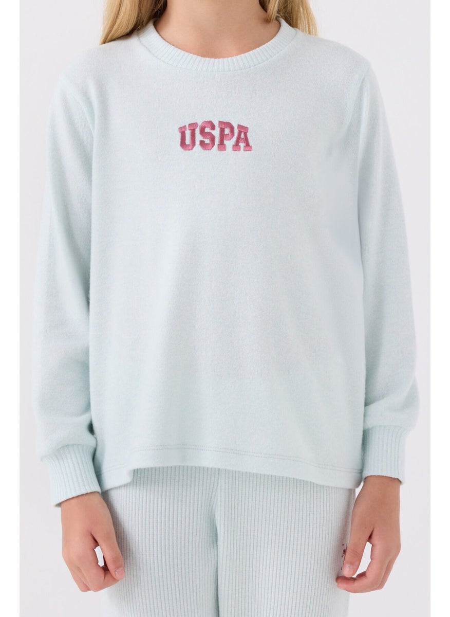 Us Polo Girls Long Sleeve Pajama Set US1987 Aqua Green