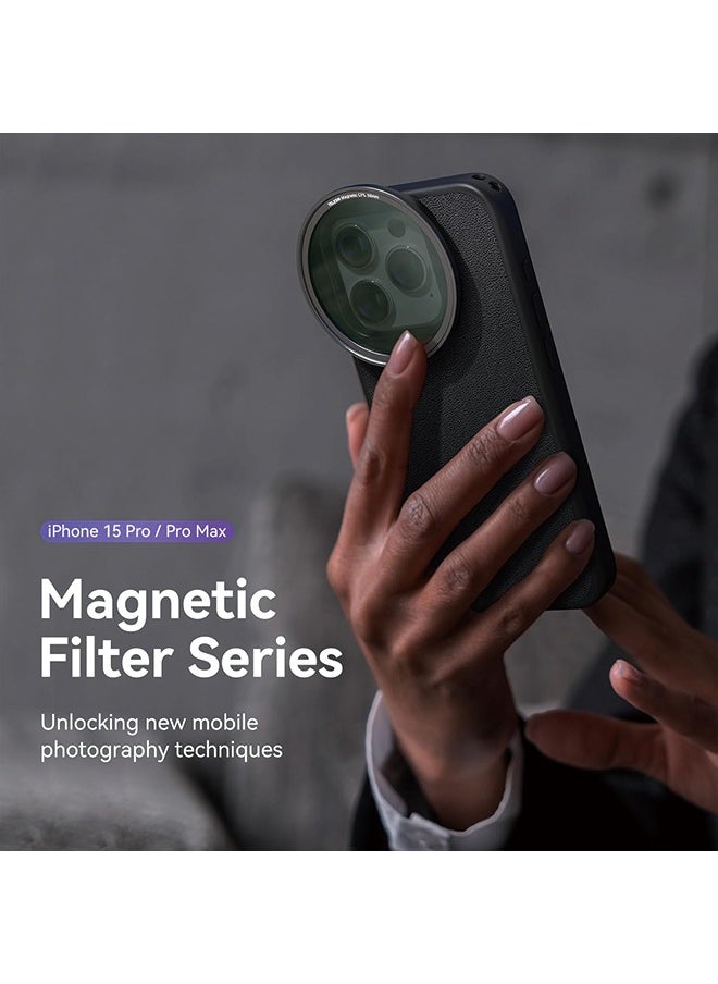 Magnetic Circular Polarizers Filter, 58 MM Phone CPL Filter + Magnetic Phone Case for iPhone 15 Pro, Mutil Resistant Coated Super Slim CPL Lens Filtter with HD Optical Glass for iPhone