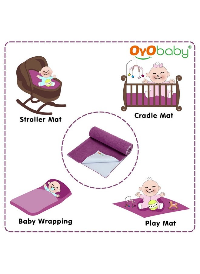 OYO BABY Quickly Dry Sheet for New Born Baby, Extra Absorbent & Anti-Piling Fleece Soft Dry Sheet, Reusable Waterproof Baby Dry Sheet for Toddler Infant, Small Size (Small - 70 cm X 50 cm), Rani Pink