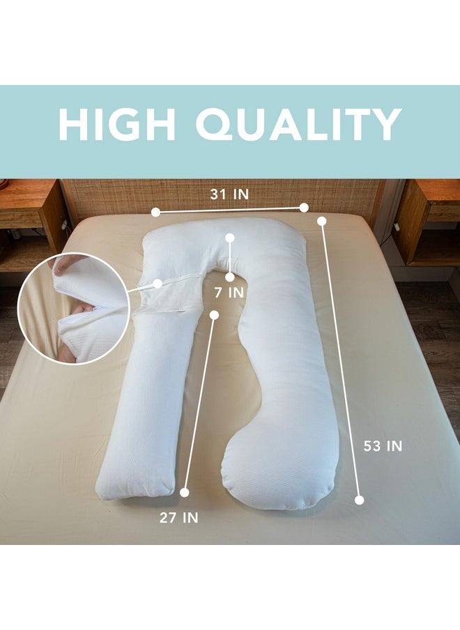 Pregnancy Pillows, U-Shape Full Body Pillow -Removable Air White Cover - White - Pregnancy Pillows For Sleeping - Body Pillows For Adults, Maternity Pillow And Pregnancy Must Haves