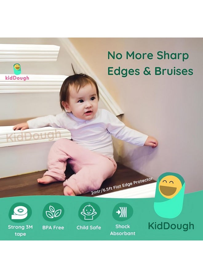 Baby Proofing Flat Edge Protector - 2 Mtrs Safety Strip, Furniture Edge Protector, Adjustable Dense Edge Guard For Kids Safety, High Shock Absorbant Edge Protector, Baby Safety Products,White