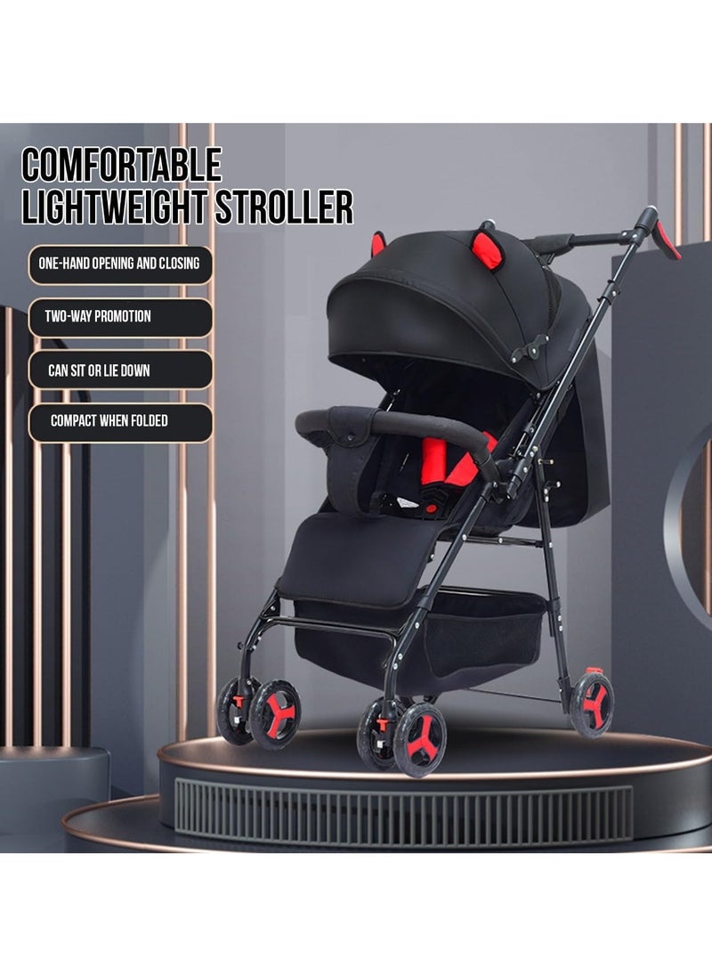 Baby Stroller Lightweight Cabin Pram and Infant Carrier Push Chair - Foldable All-Terrain Stroller With Convertible Double Seats, Shock Absorbing Wheels