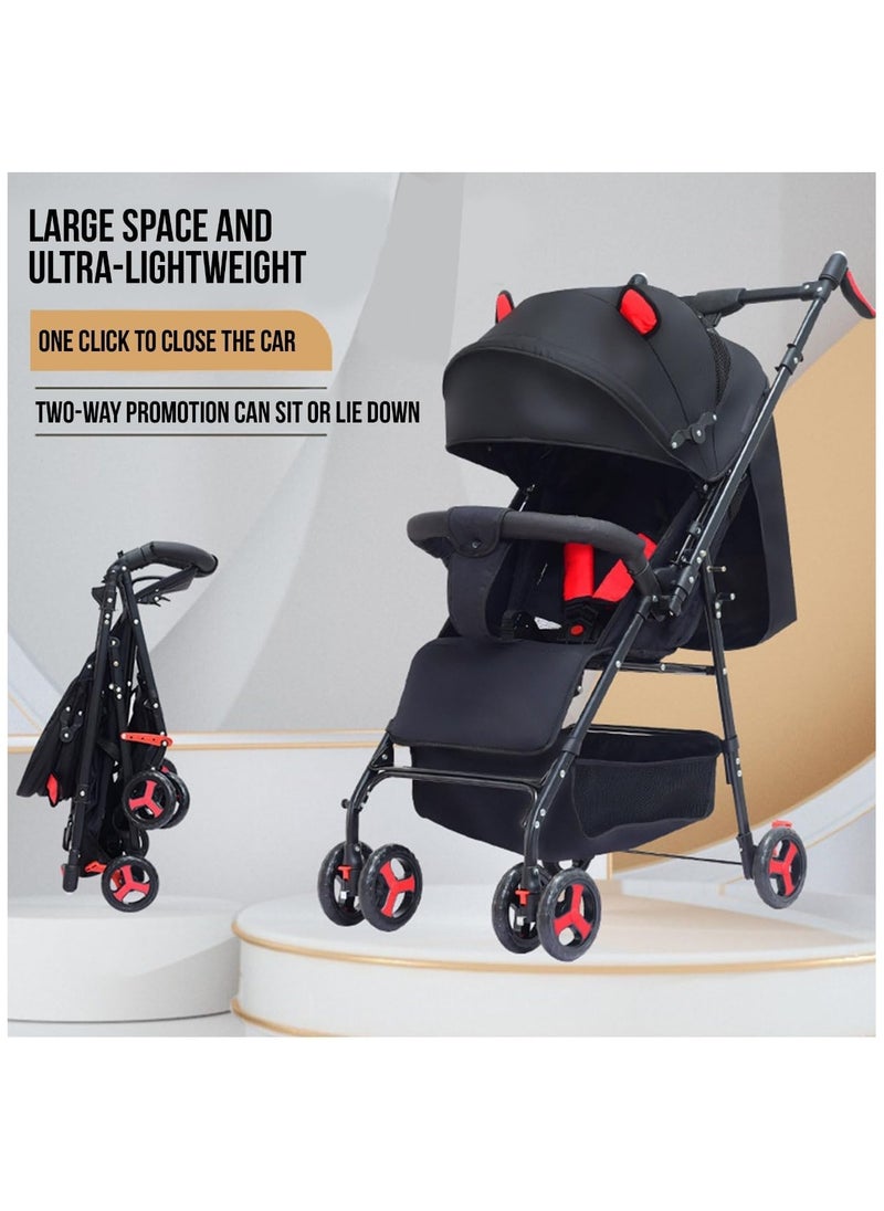 Baby Stroller Lightweight Cabin Pram and Infant Carrier Push Chair - Foldable All-Terrain Stroller With Convertible Double Seats, Shock Absorbing Wheels