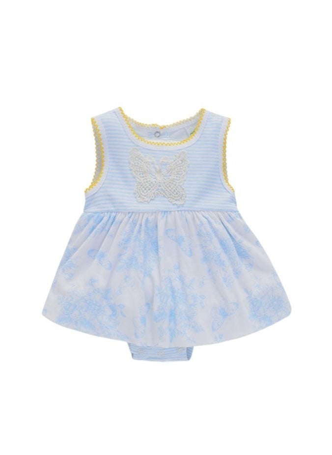 Bambimici Amaia Butterfly Print Baby Blue Bodysuit Dress