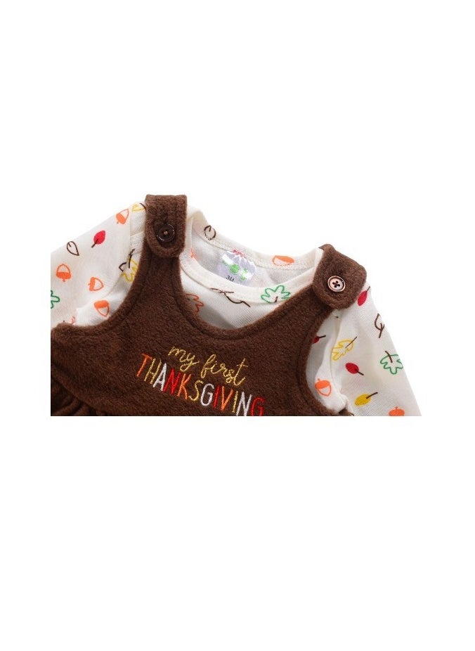 Bambimici Jumpskirt Set Bodysuit Carrot Print - Dark Brown