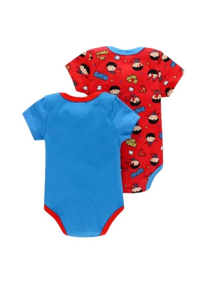 Bambimici Superman Print Short Sleeve  Body suit  Set of 2