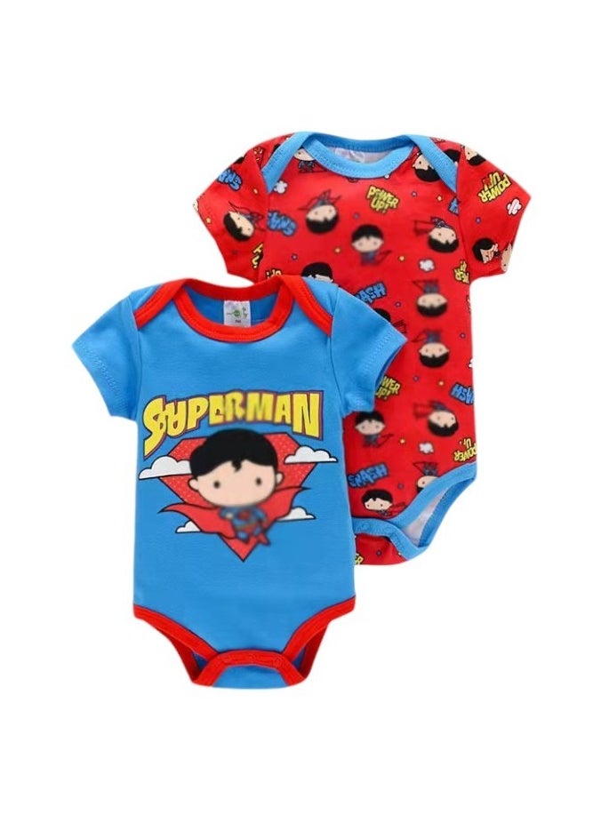 Bambimici Superman Print Short Sleeve  Body suit  Set of 2