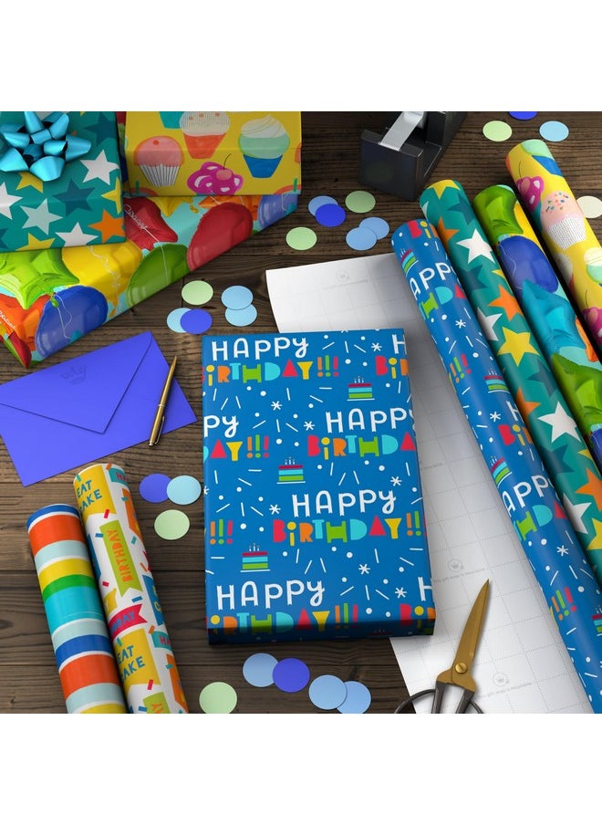 Hallmark Birthday Wrapping Paper Rolls - Stars, Stripes, Balloons, Cupcakes, Happy Birthday Gift Wrap Paper (Set of 6 Rolls: 180 sq. ft. ttl.)