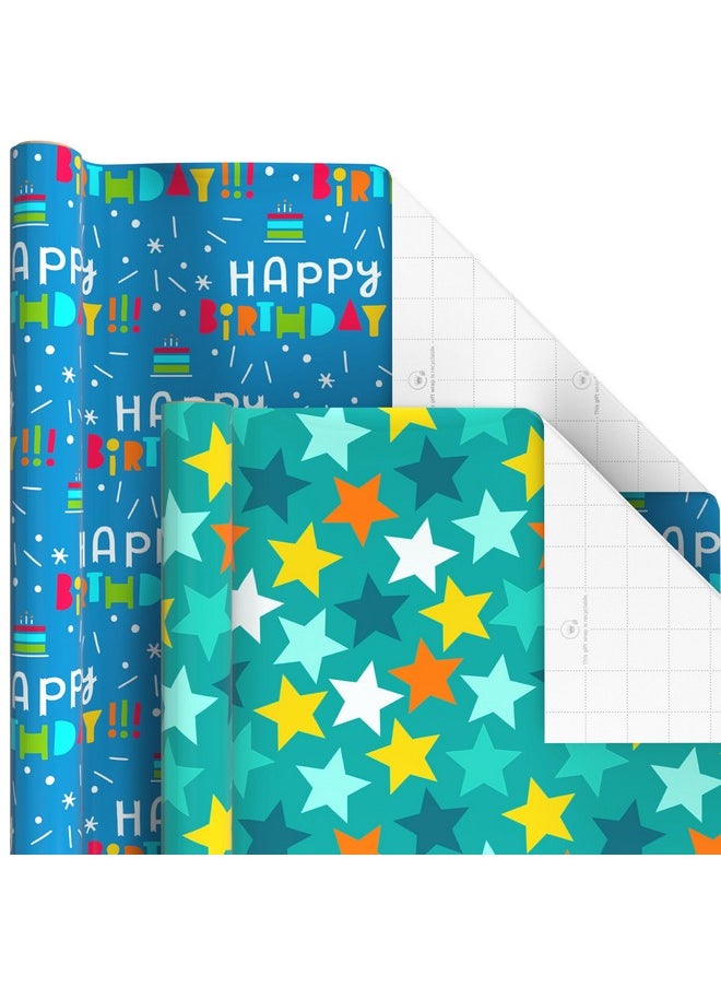 Hallmark Birthday Wrapping Paper Rolls - Stars, Stripes, Balloons, Cupcakes, Happy Birthday Gift Wrap Paper (Set of 6 Rolls: 180 sq. ft. ttl.)