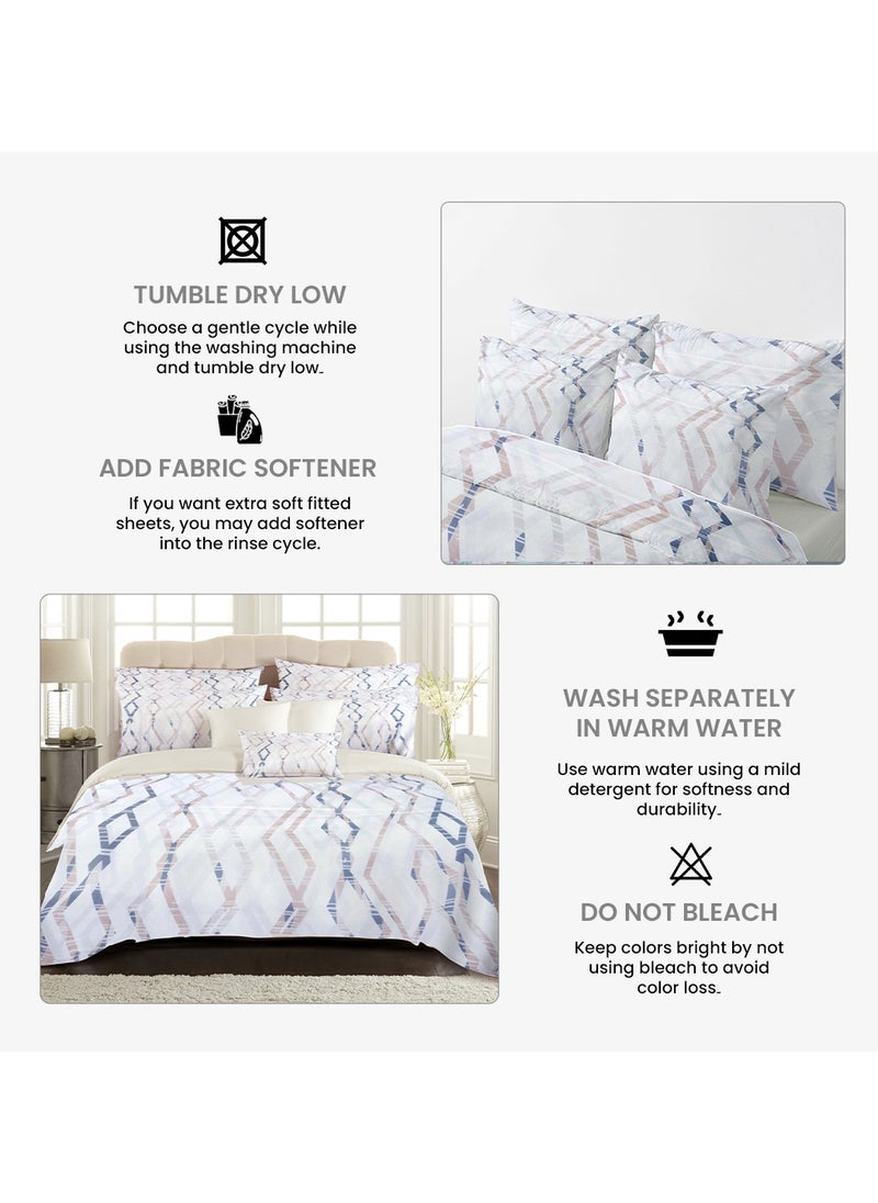 Creamy Zigzag Bed Sheet Set - Without Filling- 6 Pcs - 4 Pillow Covers - 1 Bedsheet - 1 Duvet Cover         King Size:  Duvet Cover: 220*240cm Fitted Sheet: 200*200cm+30cm Pillow Cases: 50*75cm