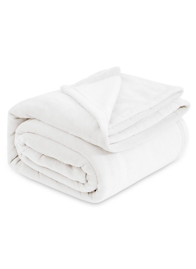 Bedsure Fleece Bed Blankets Full Size White - Soft Lightweight Plush Fuzzy Cozy Luxury Blanket Microfiber, 84x90 inches