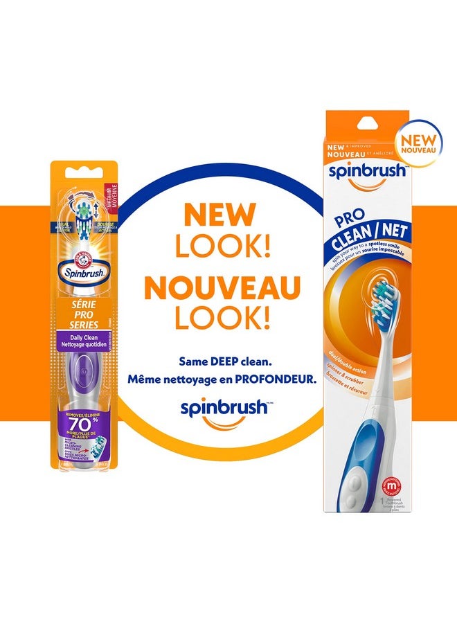 Spinbrush PRO CLEAN Battery Powered Toothbrush, Medium Bristles, 1 Count, Gold or Blue Color May Vary