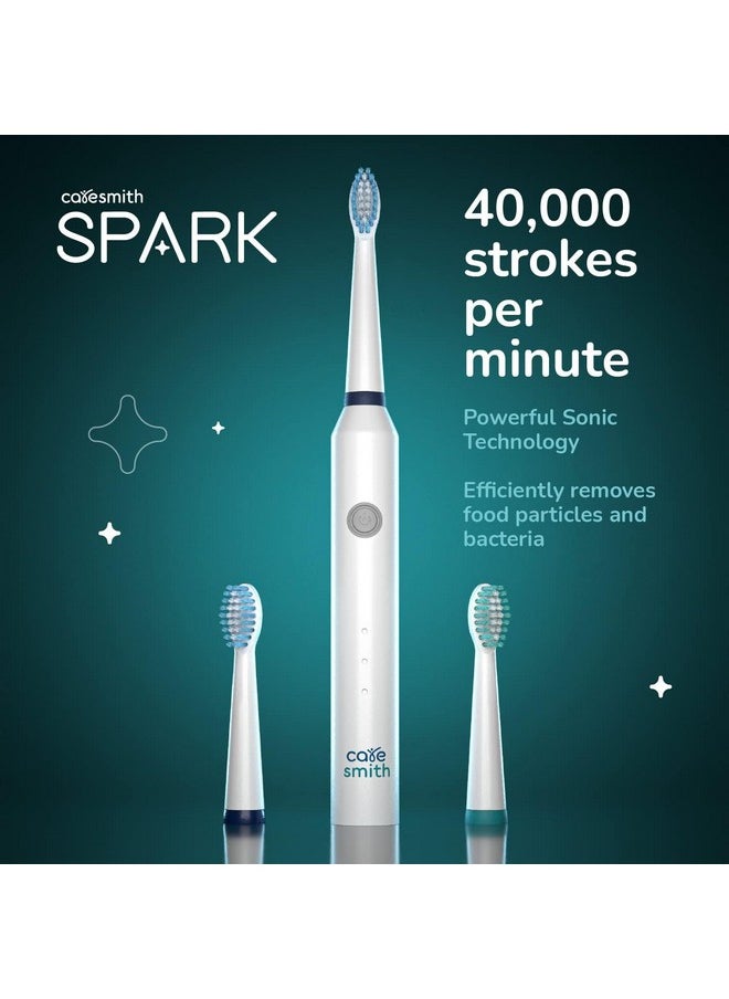 Spark Rechargeable Electric Toothbrush | 6 Operating Modes | 40000 Vibrations Per Minute | 2 Brush Heads (White)