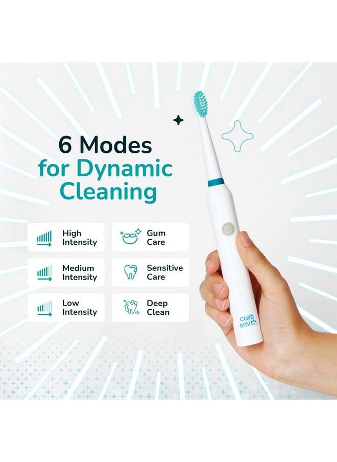 Spark Rechargeable Electric Toothbrush | 6 Operating Modes | 40000 Vibrations Per Minute | 2 Brush Heads (White)