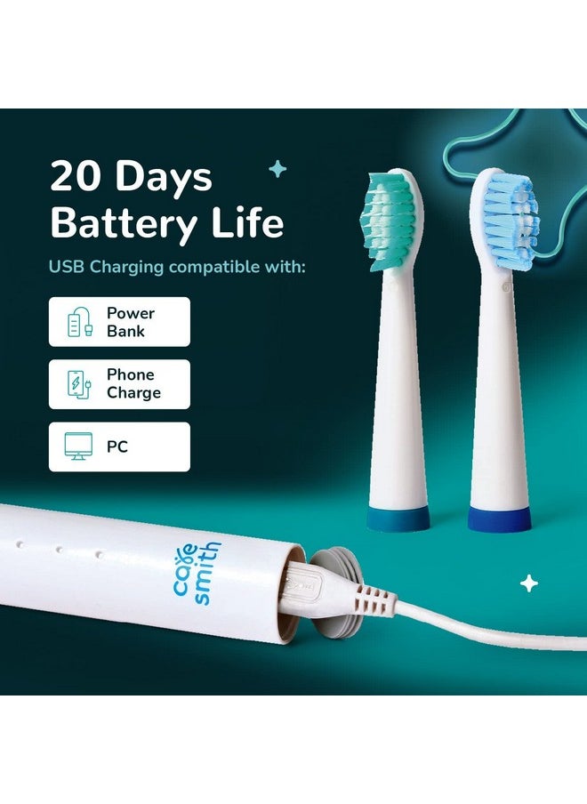 Spark Rechargeable Electric Toothbrush | 6 Operating Modes | 40000 Vibrations Per Minute | 2 Brush Heads (White)