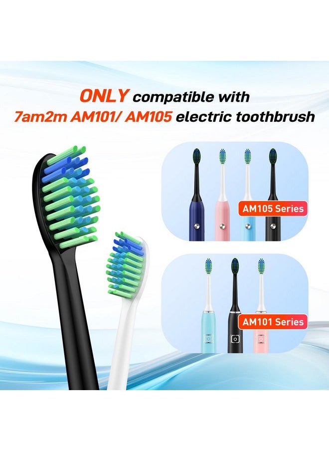 Toothbrush Heads Replacment Compatible With 7Am2M Am102/Am105 Sonic Electric Toothbrush - Soft Brush Heads Refills Compatible With 7Am 2M, Black, 10 Count