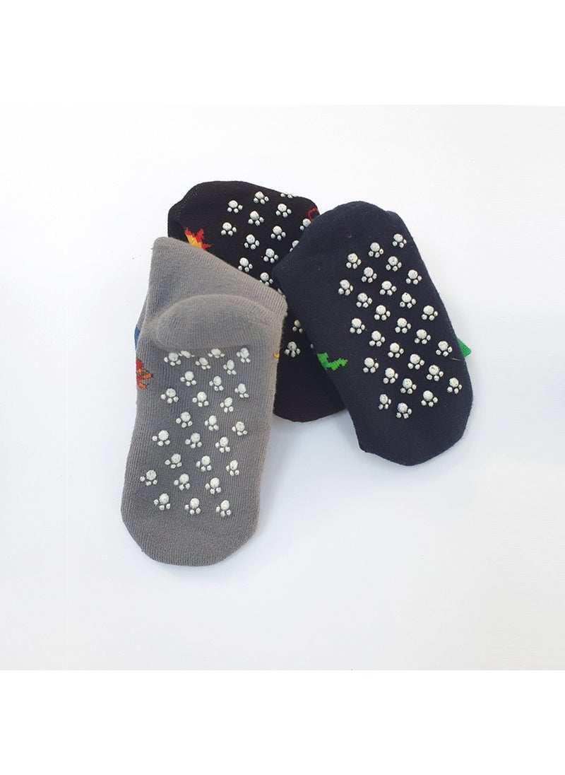 3-Piece Dragon Patterned Anti-Slip Towel Children's Socks